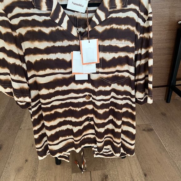 NWT Nanushka Madrid and Soho cotton crepe boxer shorts and camp shirt - Size Sma - Picture 5 of 5